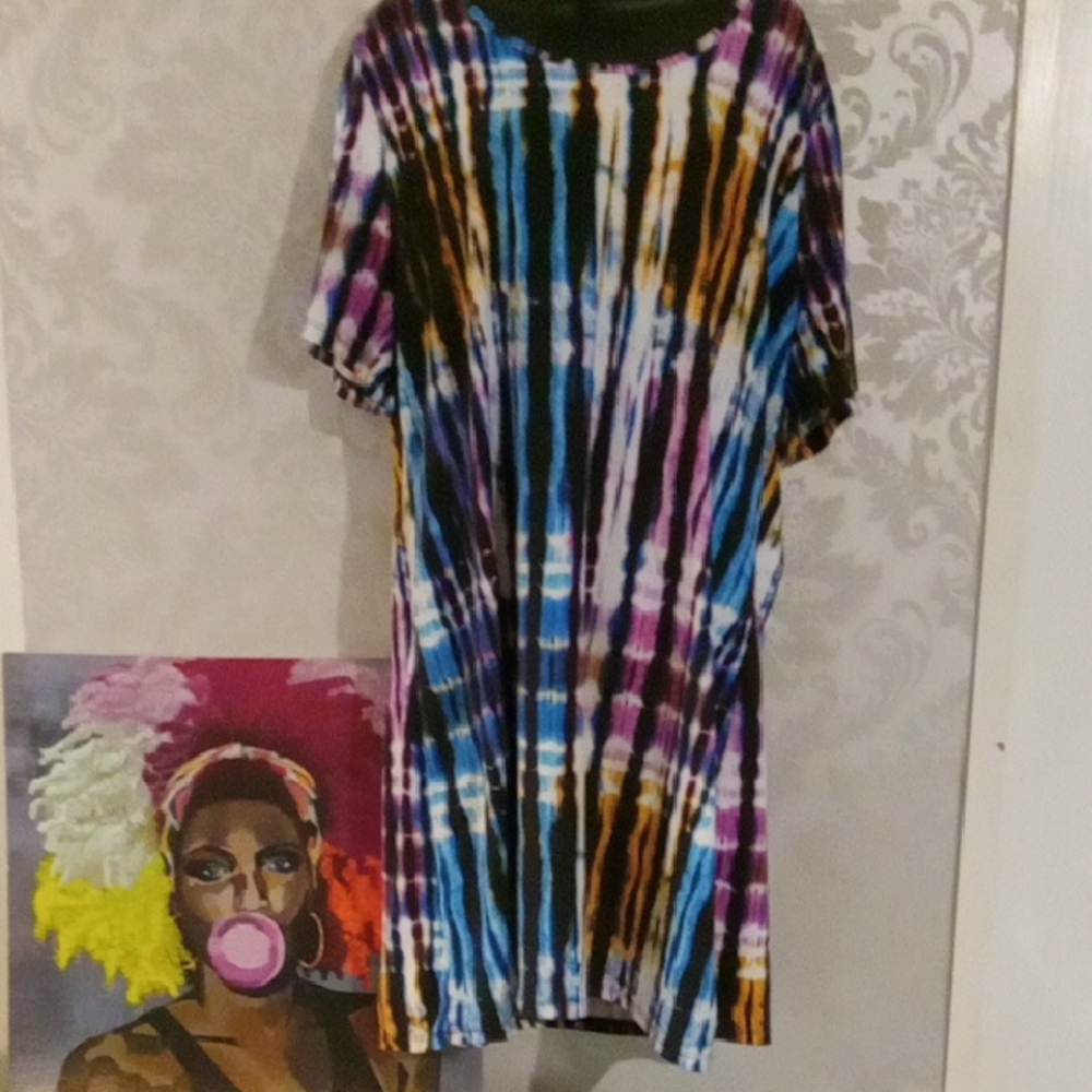 Bobbie Brooks Multicolor Tie-Dye Midi Dress - Picture 2 of 4